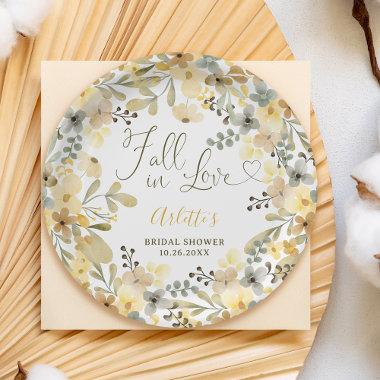Fall in love boho floral autumn chic bridal shower paper plates