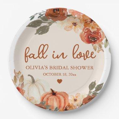 Fall in Love Boho Terracotta Pumpkin  Paper Plates