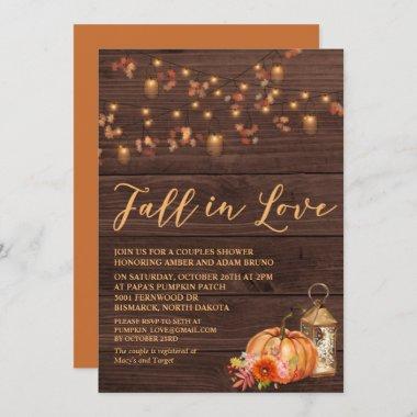 Fall in Love Bridal Couples Shower Invitations