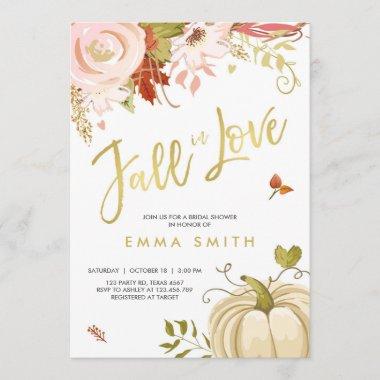 Fall in Love Bridal shower Invitations Baby Autumn