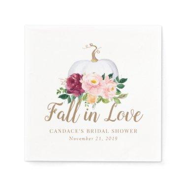 Fall in Love Bridal Shower Napkins with Pumpkin