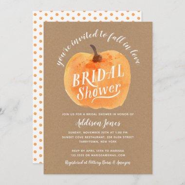Fall In Love Bridal Shower Pumpkin Autumn Invitations