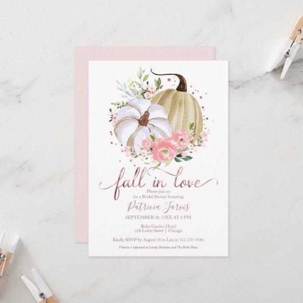 Fall In Love Bridal Shower Pumpkin Floral Invitati Invitations