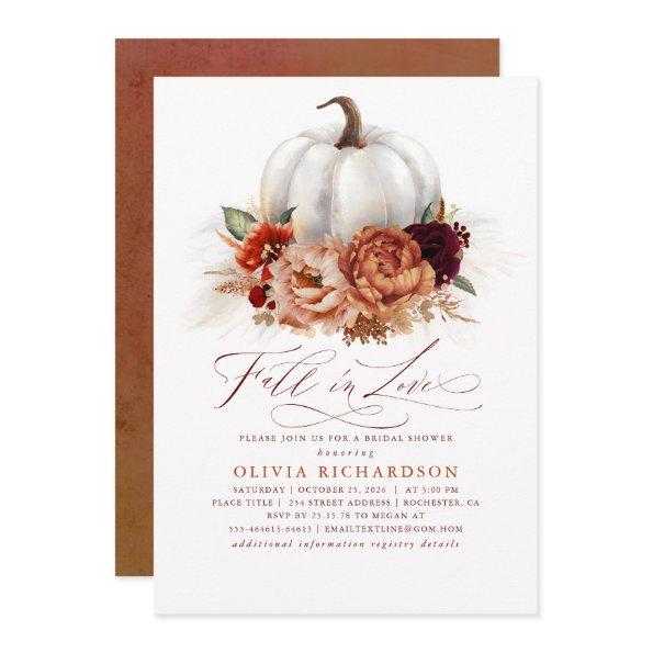 Fall in Love  Rust Flowers Pumpkin In