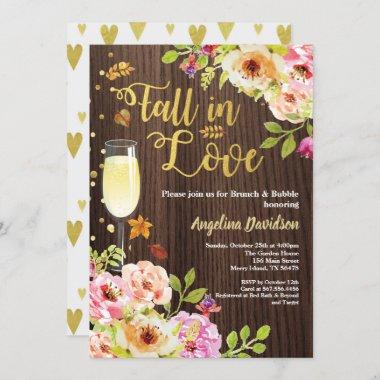 Fall in love brunch and bubbly Invitations. Rustic Invitations