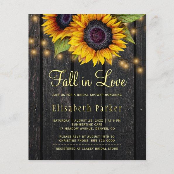 Fall in love budget sunflower bridal shower invite