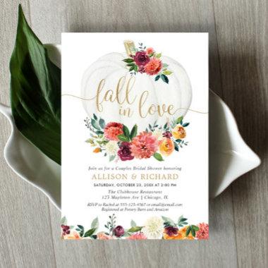 Fall in love burgundy gold couples bridal shower Invitations