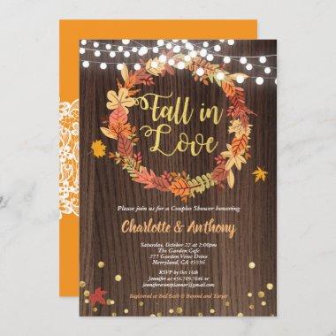 Fall in love couples shower Invitations wreath