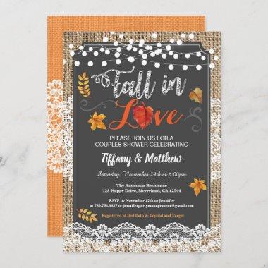 Fall in love couples shower rustic chalkboard Invitations