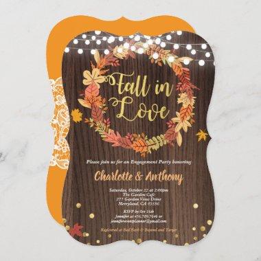 Fall in love engagement party Invitations wreath