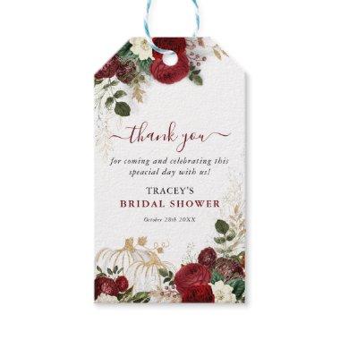 Fall In Love Fall Floral Pumpkin Thank You Favor Gift Tags