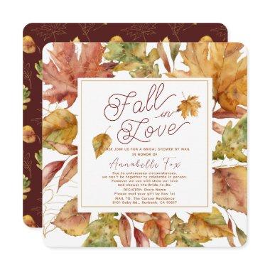 Fall in Love Fall Leaves Bridal Shower by Mail Invitations