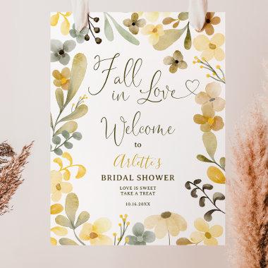 Fall in love floral autumn welcome bridal shower poster