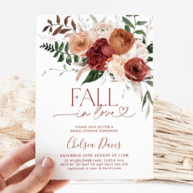 Fall In Love Floral Bridal Shower Invitations