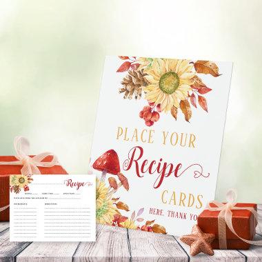 Fall In Love Floral Fall Bridal Shower Recipe Invitations Pedestal Sign