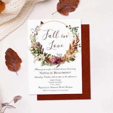 Fall in Love Floral & Greenery Bridal Shower Invitations