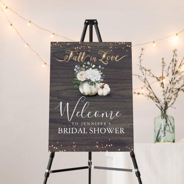 Fall in Love Floral Pumpkin Bridal Shower Welcome Foam Board