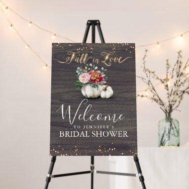 Fall in Love Floral Pumpkin Bridal Shower Welcome Foam Board