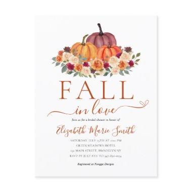 Fall in Love Heart Floral Pumpkin Bridal Shower PostInvitations