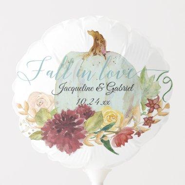 Fall in Love Pumpkin Autumn Floral Bridal Shower Balloon