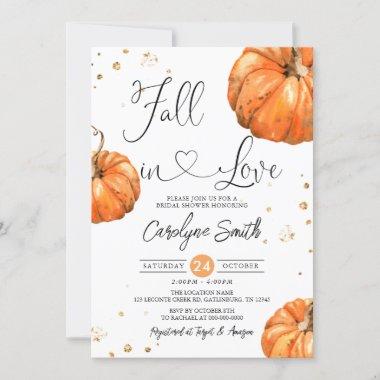 Fall in Love Pumpkin Bridal Shower Invitations