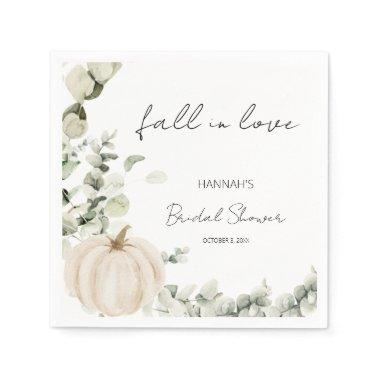 Fall In Love Pumpkin Bridal Shower Napkins