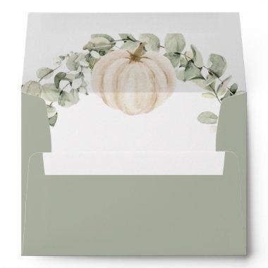 Fall in Love Pumpkin Eucalyptus Return Address Envelope