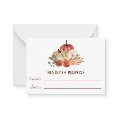 Fall in Love, Pumpkin Floral Baby Shower Game Note Invitations