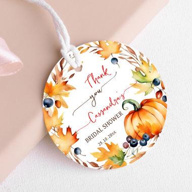 Fall in love pumpkin leaves wreath  favor tags