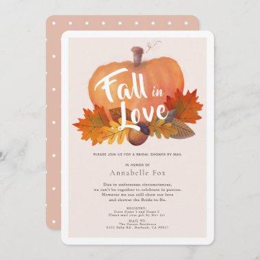 Fall in Love Pumpkin Pink Bridal Shower by Mail Invitations