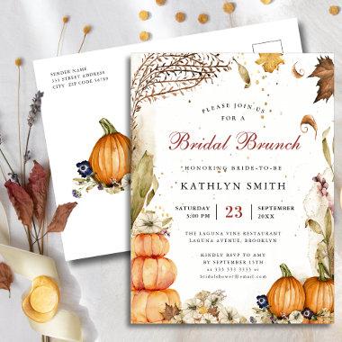 Fall In Love Pumpkin Rustic Autumn Bridal Brunch Invitation PostInvitations