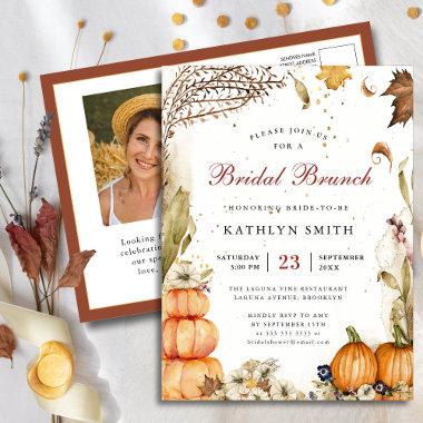 Fall In Love Pumpkin Rustic Autumn Bridal Brunch Invitation PostInvitations