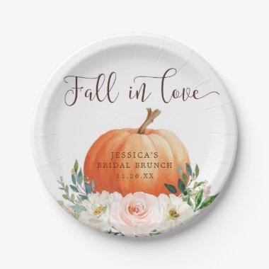 Fall in Love Pumpkin Rustic Paper Plate