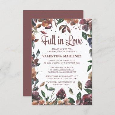 Fall in Love Purple Floral Bridal Shower Invitations
