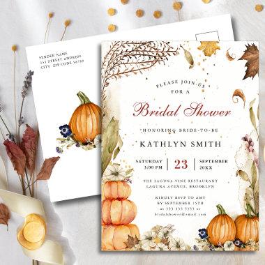 Fall In Love Rustic Autumn Wedding Bridal Shower Invitation PostInvitations