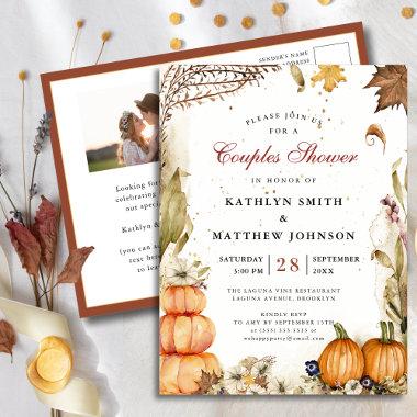 Fall In Love Rustic Botanical Fall Couples Shower Invitation PostInvitations