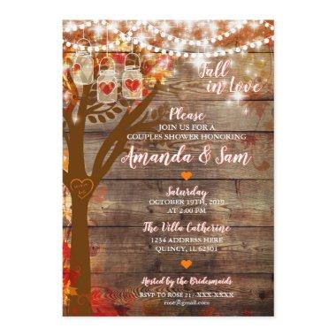 Fall in Love Rustic Bridal Shower Invitations