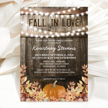 Fall in Love Rustic Fall Bridal Shower Invitations