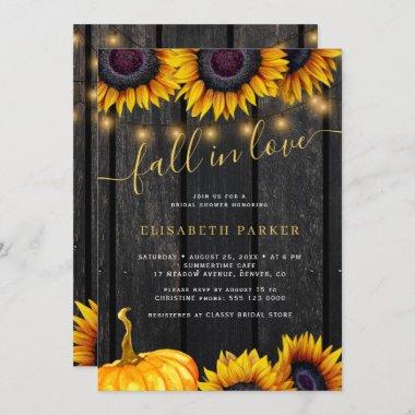 Fall in Love rustic floral barn wood bridal shower Invitations