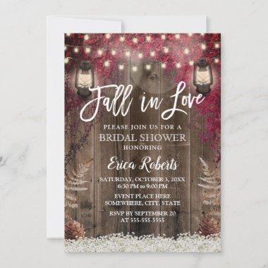 Fall in Love Rustic Flower & Lantern Bridal Shower Invitations