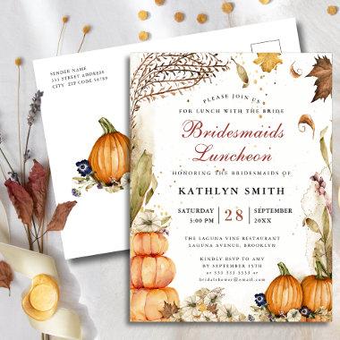 Fall In Love Rustic Pumpkin Bridesmaids Luncheon Invitation PostInvitations
