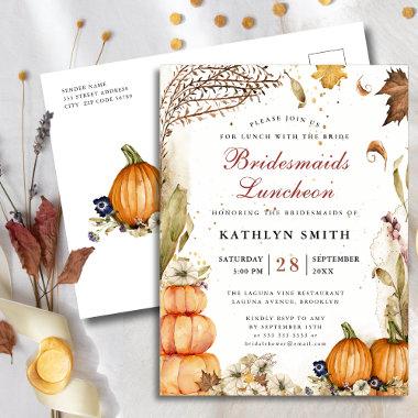 Fall In Love Rustic Pumpkin Bridesmaids Luncheon Invitation Post