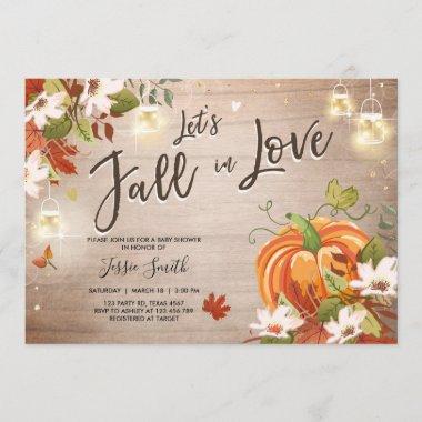 Fall in Love shower Invitations Bridal Baby Autumn