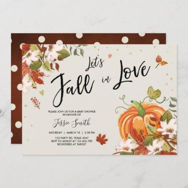 Fall in Love shower Invitations Bridal Baby Autumn