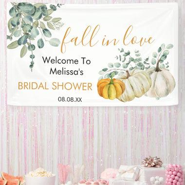 fall in love white pumpkin greenery bridal shower banner