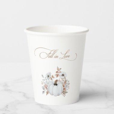 Fall in Love White Pumpkin Paper Cups