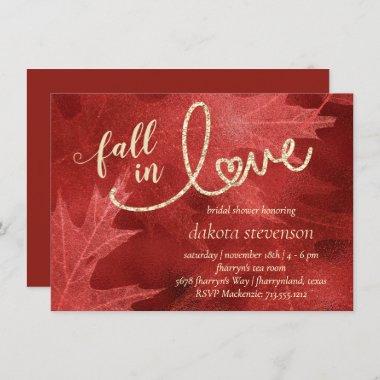 Fall in Love with Autumn | Apple Red Bridal Shower Invitations