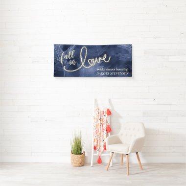 Fall in Love with Autumn | Navy Blue and Gold Banner