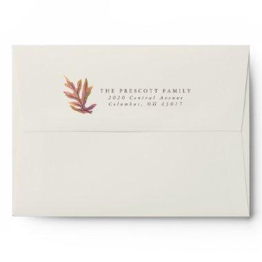 Fall leaves autumn wedding watercolor plum envelope