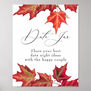 Fall Leaves Date Jar Fall Bridal Shower or Wedding Poster